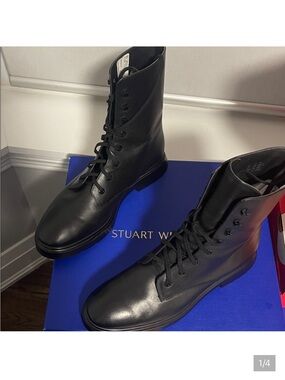 Stuart Weitzman Black Lace-Up Boots